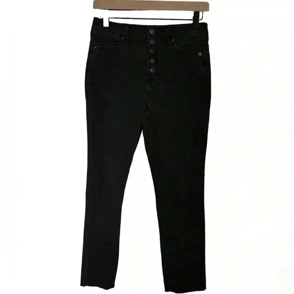 Raw hem buttonfly high rise jegging